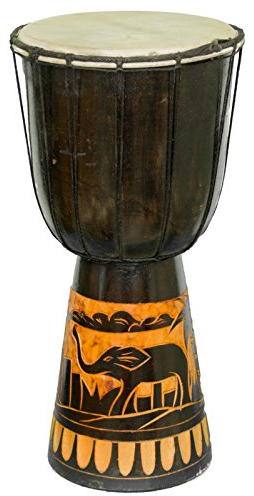 Kascha - 40cm Djembe Trommel Bongo Drum Buschtrommel Afrika-Style handgeschnitzt aus Mahagoni Holz Elefant