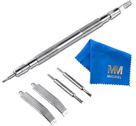 MMOBIEL Outil en Acier Inoxydable Compatible avec Goupilles de Montres/Bracelets (7 pièces) + Chiffon Microfibres