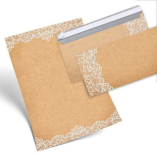 Logbuch-Verlag 25 Blatt Papier Briefpapier mit Briefumschlag SET Kraftpapier-Optik beige natürlich vintage Hochzeit Geburtstag Fest