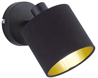 Reality Leuchten Tommy - Faretto da parete in metallo, nichel opaco/nero/oro