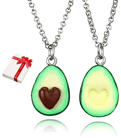2Stück BFF Kette Anhänger Grün Avocado für Paare Pärchen,Lieben Freundschaftsketten Best Friend Halskette,Schmuck Partnerketten für Kinder Teenager Mädchen Beste Freunde,Liebhaber und Couple Geschenke