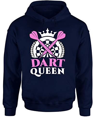 Dart Queen Hoodie Unisex Dart Spruch T-Shirt, Farbe: Navy, Größe: Large