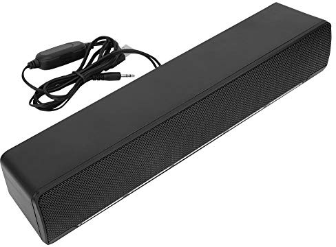 Socobeta Barra de Sonido Estéreo con Cable USB Reproductor de música Bajo Envolvente Caja de Sonido Entrada de 3.5 mm para PC Celulares(Negro)