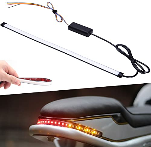 JMTBNO Fanale Posteriore per Moto Striscia Luminosa a LED Lampada Indicatore di Direzione Luce Stop Luce Targa Frecce Moto 28cm 108SMD Flessibile Impermeabile Universal 12V