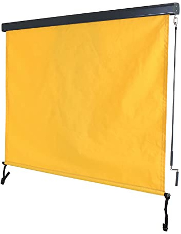 Toldo vertical HWC-F42, estores verticales para protección solar, estores enrollables para exterior, protección UV 50, tela - 250x180cm, amarillo