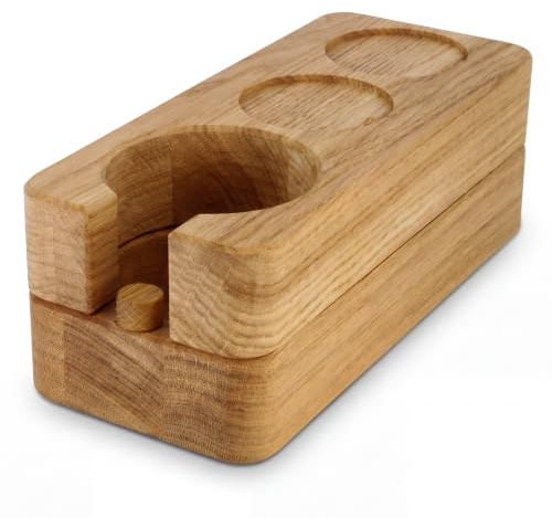 Clara Coffee Tamperstation | Tamper Station aus schönem Holz Für Siebträger: Durch Gutes Barista Zubeheör den Weg Zum Optimalen Espresso Meistern | Tamper Abstellfläche (58mm (2 Ablagen))