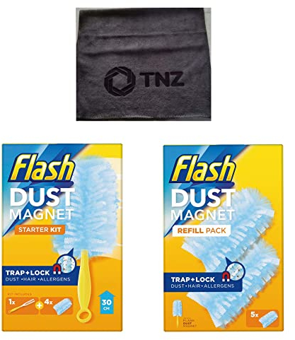Flaash Dust Magnet Long Handle Duster Starter Kit with Microfibre cloth