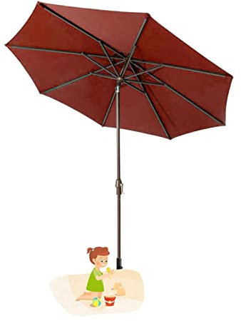HDZNDH Sombrillas Playa, Sombrilla de jardín, con Inclinación, con Manivela, with 8 Costillas, protección UV30, Sombrilla Parasol, for jardín, Playa, terraza, Piscina (Color : Red, Size : 2.1m)