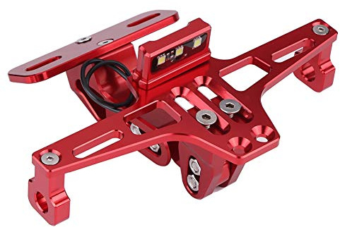 Soporte Placa Matrícula Moto Marco Aluminio Ajustable con Luz Rojo para Motocicleta Accesorio Vehículo