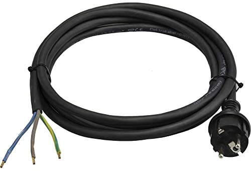 Plastrol Anschlussleitung Zuleitung Gummi mit Konturenstecker H07RN-F 3-polig 3x2,5mm2 Gummikabel Schwarz 3G2,5 Stromkabel Baustellenkabel Verbindungskabel Ölbeständig IP44 (1,5 Meter)
