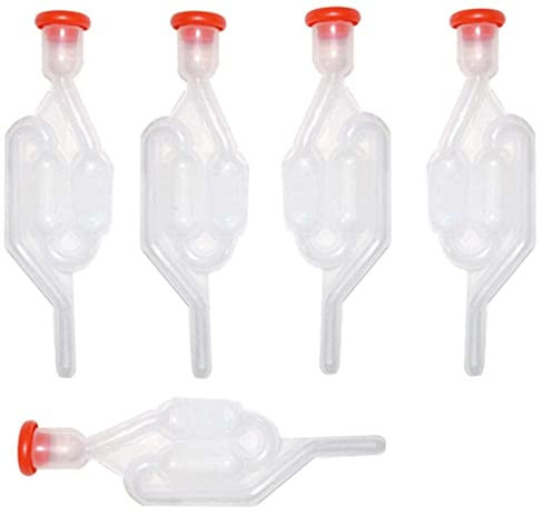 LATRAT Set di 5 tubi di fermentazione in plastica, con tappo di fermentazione da 10 mm, tubo di fermentazione per fermentazione, fermentazione, vino, fermentazione, kimchi, crauti, ecc