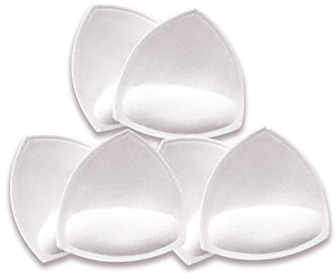 WMugthome 3 paia di imbottiture per reggiseno push up cucite, inserti triangolari per sostituire bikini top e costumi da bagno sportivi, C/D