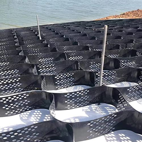 Stabilisateur de Gravier Machine à Paver de Grille de Geocell de Protection de Remblai, Stabilisateur de Gravier Découpable Noir de 5 Cm/2 Pouces, pour Mur de Soutènement, Garage, Travaux de Fondation