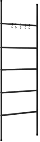 vidaXL Leiter Handtuchhalter mit 5 Stangen, Handtuchleiter mit Eisenrahmen, Handtuchständer für Badezimmer Wohnzimmer Schlafzimmer, Garderobe Wäschetrockner Freistehend, Schwarz Eisen