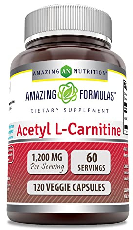Amazing Formulas Acetyl L-Carnitine 1200 Mg Supplement | Vegetarian Capsules | Non-GMO | Gluten-Free | Made in USA (1 Pack, 120 Count)