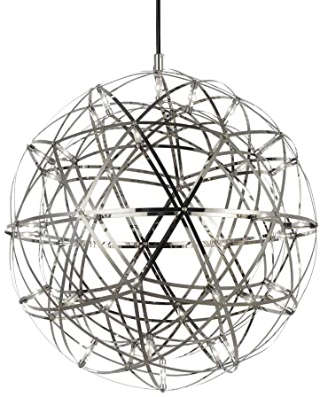 s.luce Atom LED Pendelleuchte Dimmbar Wohnzimmer Hängelampe modern, Farbe Chrom, Größe Ø 50cm