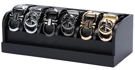 MinBoo Bamboo Belt Organizer Box,6 Grids Belt Rack for Closet and Drawer, Belt Storage Organizer and Displayer for Men Women