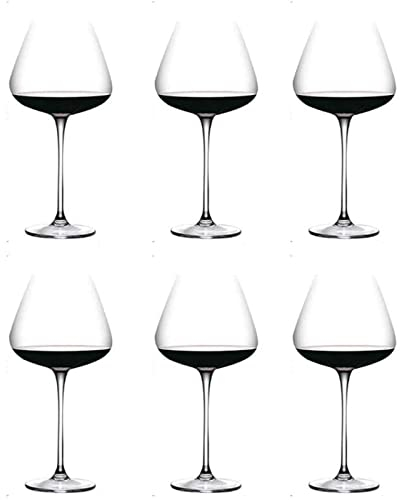 OLOTU Copas de Vino Copa de Vino Tinto, Copas de Vino de Cristal, Juego de Copas, Borde Fino, Tallo Largo, Copa Exquisita para Fiestas y cenas, cristalería de 600ML/20,2 OZ Exquisito