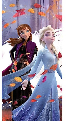 Jerry Fabrics Disney Frozen 2 - Toalla de baño (70 x 140 cm, 100% algodón), diseño de Anna y ELSA
