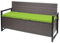 Mendler Poly-Rattan 3er Sitzbank HWC-F39, Gartenbank Truhenbank, Staufach Aufbewahrung Sitzkissen - grau-meliert, Kissen grün