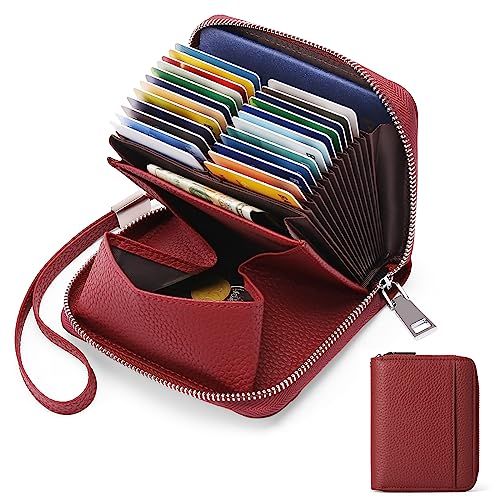 SENDEFN Portafoglio Donna in Pelle Cerniera Portamonete Piccolo Portafogli con Blocco RFID Porta Tessere Porta Carte di Credito Donna con 24 Scomparti per Carte