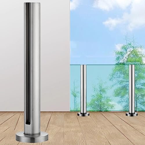 Poteau garde corps verre pince Poteau De Garde-corps En Verre Panneaux Garde-corps Impasse Balustrade De Débarquement Pour Escalier Plateforme Rond Argent Inox Colonnettes Balcon Jardin Pont Mare ( Co