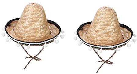 jojofuny 2 Stück Verkleidungshut Mexikanischer Strohhut Mit Pompom Party-suliies-geburtstagsdekorationen 20 Cm Grashut Für Erwachsene Jungen Und Mädchen