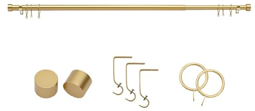 Gardinenstangen, ausziehbare Gardinenstange, 70 cm bis 120 cm, Endstücke, goldfarben, 71,1 cm bis 121,9 cm, verstellbare Gardinenstange, inklusive Stangen, Endstücke, Halterungen und Hardware-Kits
