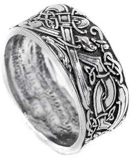 Wikinger Ring Herren 11 mm 925 Sterling Silber Feron Keltische Knoten