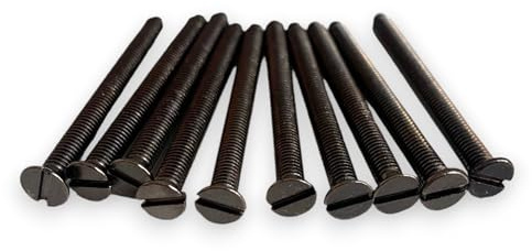 10 Pack M3.5 Black Nickel Electrical Screws - 40mm Long Flat Head Fully Threaded Bolt for Switches, Plugs, Sockets, Fixings