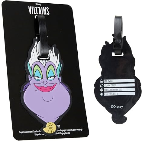 Disney Kofferanhänger für Flugreisen & Kreuzfahrten, Luggage Tag mit Adresse & Name - Stitch Travel Essentials (Lila Ursula)