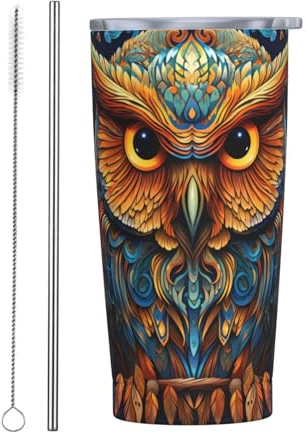 Vasos personalizados, tazas de acero inoxidable personalizadas de 20 onzas, taza de café de viaje aislada con tapa y botella de agua con pajita, regalo personalizado para familiares y amigos, patrón