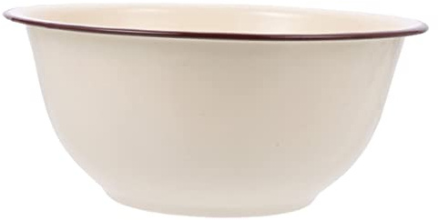 HOMSFOU Bol En Émail Bol De Service De Ferme Plat à Salade Émaillé à Soupe En Métal Bols Soupe Métal Vasque Émaillée Vintage Décor Camping Grand Saladier Ancien Collation
