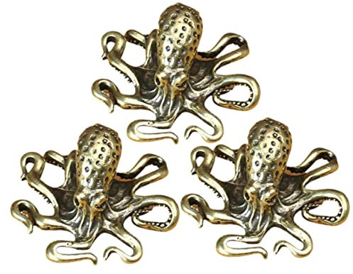 MAGICLULU 3 Stück Oktopus Ornament aus Messing, Handgefertigt