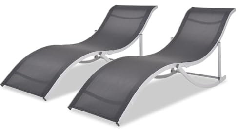 ULUYYUC Sonnenliegen Liegestühle Doppel-Chaiselongue Schlafsofa BettliegeKlappbare Sonnenliegen 2 STK. Aluminium und Textilenegeeignet für Pools, Strände, Decks