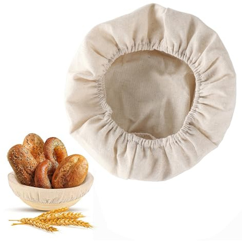 Shienfir 2 Stück Brot-Teig-Korb-Tuch, Brot-Proofing-Korb-Stoff-Einlagen zum Backen zu Hause, lebensmittelecht, antihaftbeschichtet, rund, oval, Teigkorb-Tuch 30 cm