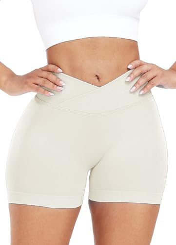 RIOJOY V Cross Gym Shorts Damen Scrunch Butt Booty Shorts Sport Workout Kurze Leggings Hose