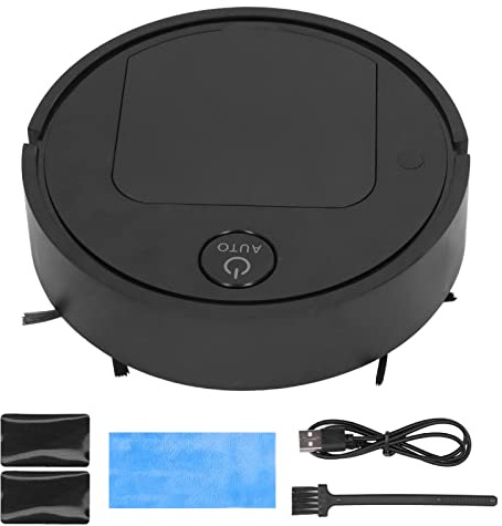 Mwrode Mini Spazzatrice Intelligente con Ricarica USB Automatica Pratica 3 in 1 per La Casa(Nero)
