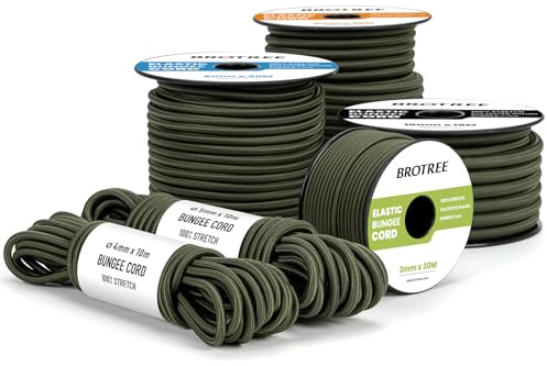 Brotree Gummiseil Expanderseil 8mm x 10m Armee Grün - Planenseil Spanngummi Spannseil Wetterfest für Plane, Anhängerplane, Zelte, Camping, Netz
