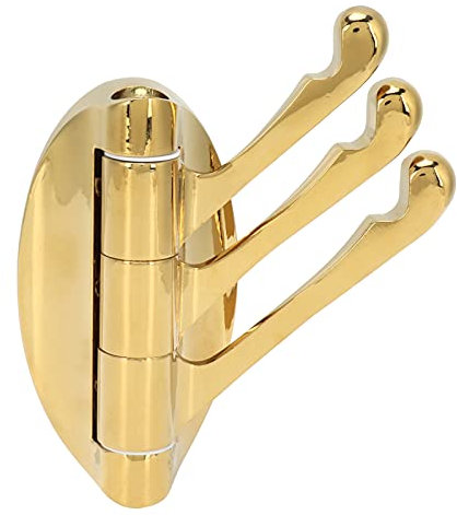 Faltbarer Kleiderhaken, um 180 Grad Drehbar, Wandmontage, Kleiderhaken, Handtuchhaken, Kleiderbügel mit Drei Drehbaren Schwingarmen, Dreifach-Robe (GOLD)