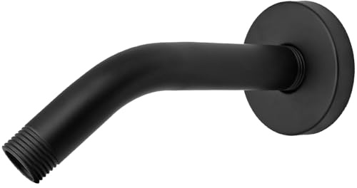 BokWin Stainless Steel Shower Arm 6 Inch Wall Mount Shower Head Extension Arm with Flange Shower Arm Extender for Fixed Shower Head（Matte Black）