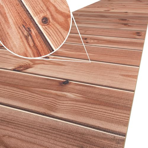 ANRO Küchenläufer Küchenteppich rutschfest Teppich Läufer Küche pflegleicht Teppichläufer Flur abwaschbar 200 x 52 cm Holz Braun