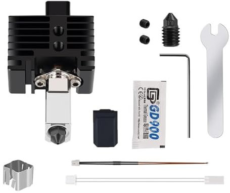 RugooSpink Hot End für Bambus Lab P1P / P1S 3D-Drucker Hotend Kit Montage Heizung Block Druckkopf mit Thermistor Düse Wärmesink Keramik Heizstangschlüssel Hotend Ersatzteile