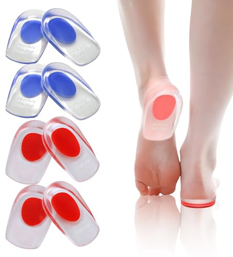 JINGIHE 4 Paia Talloniera In Silicone, Talloniera Per Tallonite, Solette Sperone Calcaneare, Fascite Plantare, Cuscinetti Tallone, Antishock, Gel, Unisex, Piccolo, Blu Rosso, 35-39 Uk 4-7 Eu 35-39