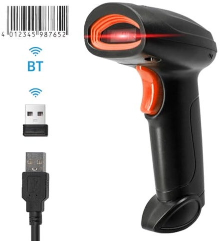 Lettore di codici a Barre 1D Wireless 2.4G + BT + connessione cablata USB Testa di scansione CCD per codici cartacei e schermo Compatibile Con sistema Windows Android Linux Mac per supermercati