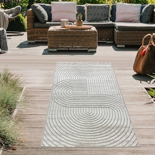 Teppich-Traum In- & Outdoor Teppich Boho-Muster Beige Robust 80x250 cm | Für Balkon, Terrasse, Garten & Eingangsbereich, pflegeleicht, wetterfest, UV-beständig, robust und langlebig