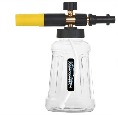 Lance à mousse à neige – Pistolet à mousse de lavage de voiture pour nettoyeur haute pression – Bouteille de 1 litre avec buse réglable pour nettoyeur haute pression Karcher K Series K2 K3 K4 K5 K6 K7