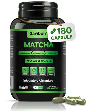 integratore Te Verde Matcha Giapponese 180 Capsule per dieta keto The Matcha Dimagrante naturale ultra Potente Antiossidante Energizzante Potenzia il Metabolismo Rafforza difese immunitarie