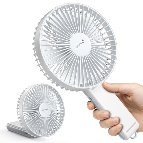 WSKEN Tragbarer Handventilator Tischventilator mit 4 Geschwindigkeiten,6 Zoll 180°Faltbare,Leise & Leicht, Desktop-Ventilator mit Starkem Wind für Zuhause/Büro/Outdoor/Camping/Reisen,Weiß