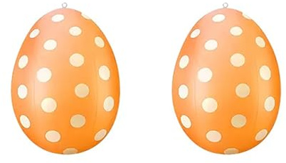 dijiusidy 2 Stück 50 cm Osterei Ei, Aufblasbare Ostereier-Dekoration, Aufhängbare Ostereier XXL, Geeignet für Drinnen, Draußen, Garten, Rasen, Terrasse Osterdeko Outdoor (Orange Farbe)